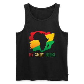 My story begins African-Americans of the - Men's Premium Organic Tank Top - black - Front - AI Model Male 178 light (178cm)