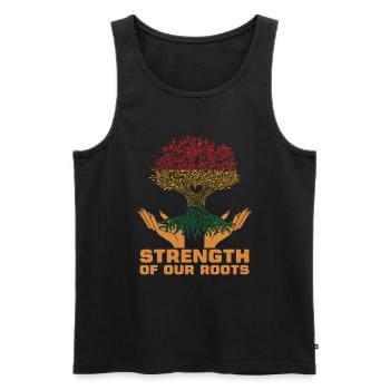 Stärke Unserer Wurzeln Schwarze Geschichte - Männer Premium Bio Tank Top - Schwarz - Vorne - Michal (187cm)