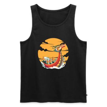 Sunset Dragon Boat Racing Paddlers Team Drummer - Männer Premium Bio Tank Top - Schwarz - Vorne - Michal (187cm)