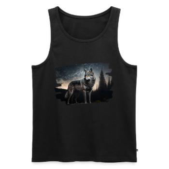 Realist Wolf - Men's Premium Organic Tank Top - black - Front - AI Model Male 178 light (178cm)