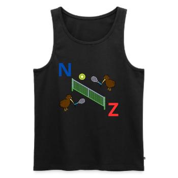 Kiwi de tennis néo-zélandais - Débardeur bio Premium Homme - noir - Devant - AI Model Male 178 light (178cm)