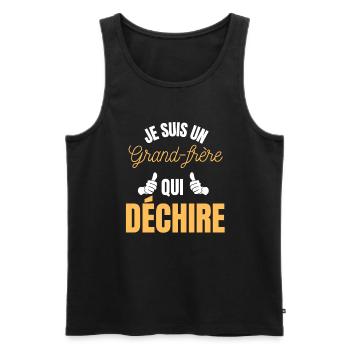 je suis un grand frère qui déchire - grand-frère - Débardeur bio Premium Homme - noir - Devant - Michal (187cm)