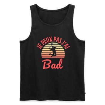 je peux pas j'ai bad - joueur badminton - Débardeur bio Premium Homme - noir - Devant - Michal (187cm)