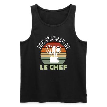 ici c'est moi le Chef cuisinier - Débardeur bio Premium Homme - noir - Devant - Michal (187cm)
