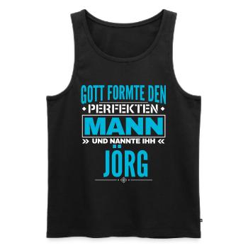 Jörg Name Design - Männer Premium Bio Tank Top - Schwarz - Vorne - AI Model Male 178 light (178cm)