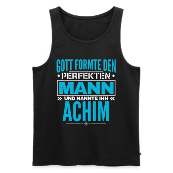 Achim Name Design - Männer Premium Bio Tank Top - Schwarz - Vorne - Michal (187cm)