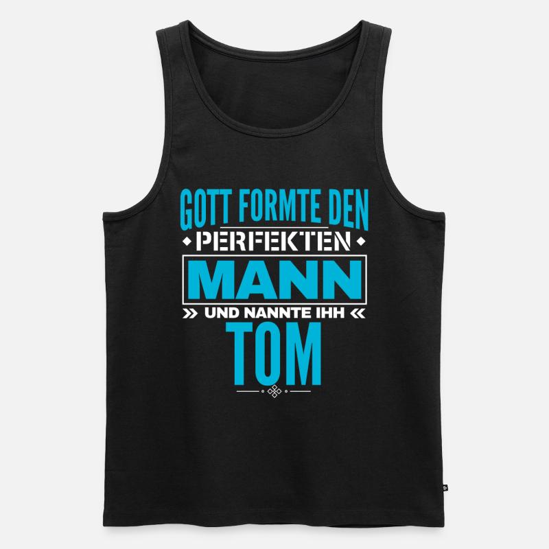 Tom Name Design - Männer Premium Bio Tank Top - Schwarz