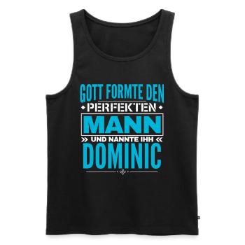 Dominic Name Design - Männer Premium Bio Tank Top - Schwarz - Vorne - Michal (187cm)
