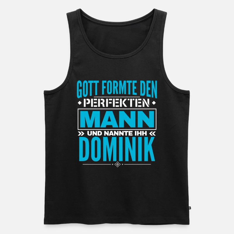 Dominik Name Design - Männer Premium Bio Tank Top - Schwarz