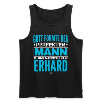 Erhard Name Design - Männer Premium Bio Tank Top - Schwarz - Vorne - Michal (187cm)