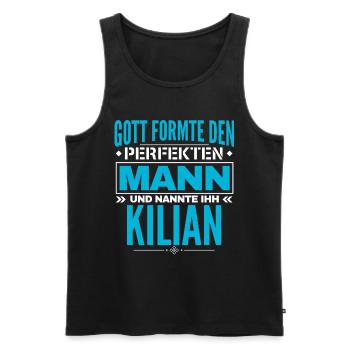 Kilian Name Design - Männer Premium Bio Tank Top - Schwarz - Vorne - Michal (187cm)