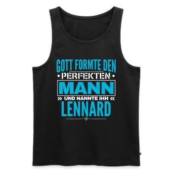 Lennard Name Design - Männer Premium Bio Tank Top - Schwarz - Vorne - Michal (187cm)