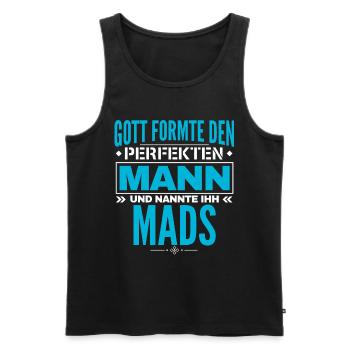 Mads Name Design - Männer Premium Bio Tank Top - Schwarz - Vorne - Michal (187cm)