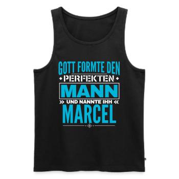 Marcel Name Design - Männer Premium Bio Tank Top - Schwarz - Vorne - Michal (187cm)