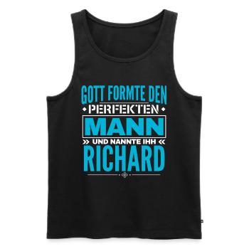 Richard Name Design - Männer Premium Bio Tank Top - Schwarz - Vorne - Michal (187cm)