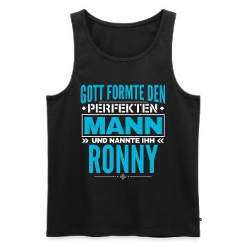 Ronny Name Design - Männer Premium Bio Tank Top - Schwarz - Vorne - Michal (187cm)