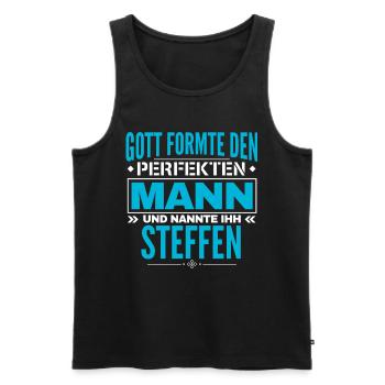 Steffen Name Design - Männer Premium Bio Tank Top - Schwarz - Vorne - Michal (187cm)