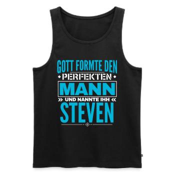 Steven Name Design - Männer Premium Bio Tank Top - Schwarz - Vorne - Michal (187cm)