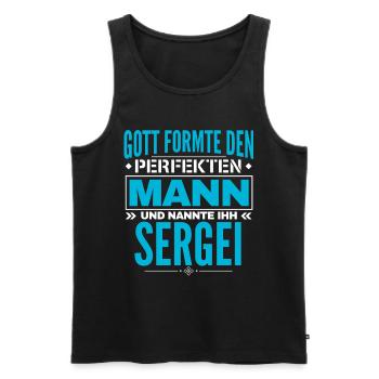 Sergei Name Design - Männer Premium Bio Tank Top - Schwarz - Vorne - AI Model Male 178 light (178cm)