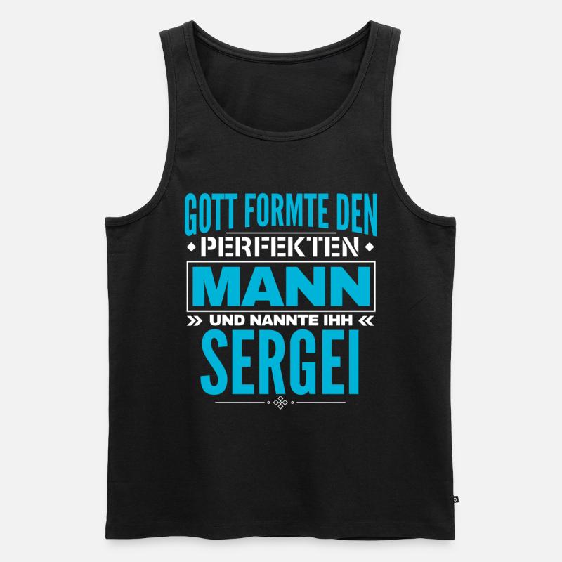 Sergei Name Design - Männer Premium Bio Tank Top - Schwarz