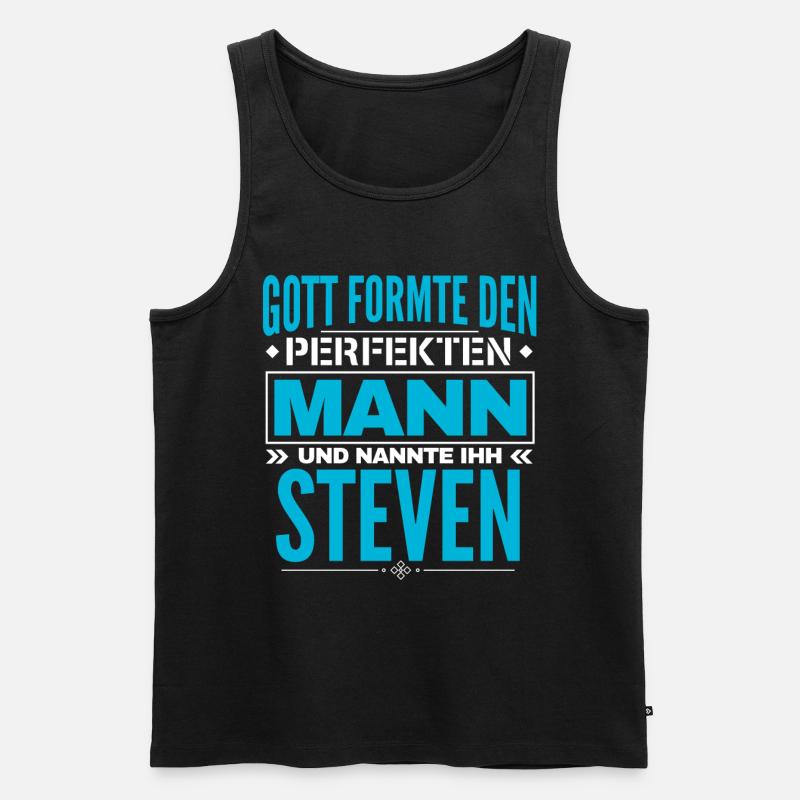Steven Name Design - Männer Premium Bio Tank Top - Schwarz
