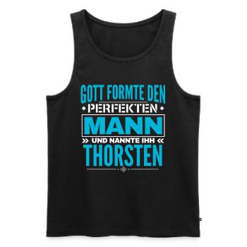 Thorsten Name Design - Männer Premium Bio Tank Top - Schwarz - Vorne - Michal (187cm)