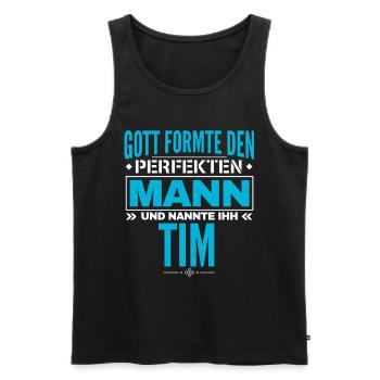 Tim Name Design - Männer Premium Bio Tank Top - Schwarz - Vorne - AI Model Male 178 light (178cm)