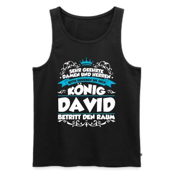 David Name Design - Männer Premium Bio Tank Top - Schwarz - Vorne - AI Model Male 178 light (178cm)
