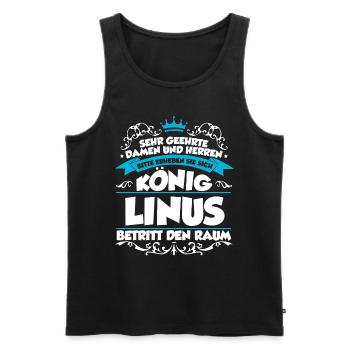Linus Name Design - Männer Premium Bio Tank Top - Schwarz - Vorne - AI Model Male 178 light (178cm)