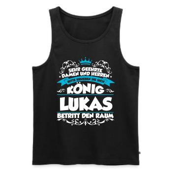 Lukas Name Design - Männer Premium Bio Tank Top - Schwarz - Vorne - Michal (187cm)