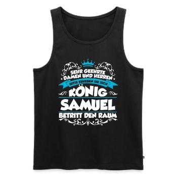 Samuel Name Design - Männer Premium Bio Tank Top - Schwarz - Vorne - AI Model Male 178 light (178cm)