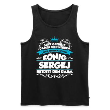Sergej Name Design - Männer Premium Bio Tank Top - Schwarz - Vorne - AI Model Male 178 light (178cm)
