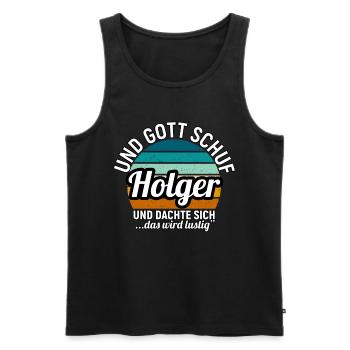 Holger - Männer Premium Bio Tank Top - Schwarz - Vorne - AI Model Male 178 light (178cm)