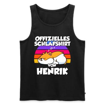 Chemise de nuit officielle par Henrik - Débardeur bio Premium Homme - noir - Devant - Michal (187cm)