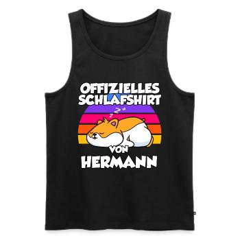 Offizielles Schlafshirt Von Hermann - Männer Premium Bio Tank Top - Schwarz - Vorne - AI Model Male 178 light (178cm)