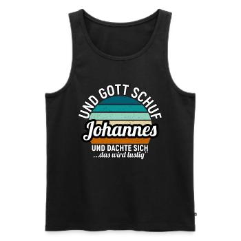 Johannes - Männer Premium Bio Tank Top - Schwarz - Vorne - AI Model Male 178 light (178cm)