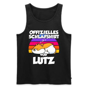 Offizielles Schlafshirt Von Lutz - Männer Premium Bio Tank Top - Schwarz - Vorne - Michal (187cm)