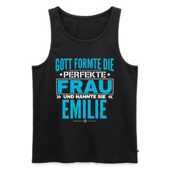 Emilie Name Design - Männer Premium Bio Tank Top - Schwarz - Vorne - AI Model Male 178 light (178cm)