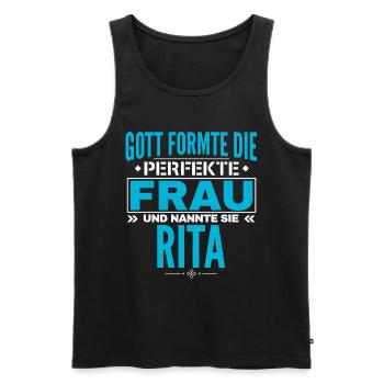 Rita Name Design - Männer Premium Bio Tank Top - Schwarz - Vorne - AI Model Male 178 light (178cm)