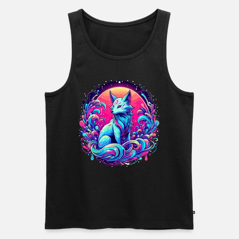 Fuchs Kunst Psychedelisch - Männer Premium Bio Tank Top - Schwarz