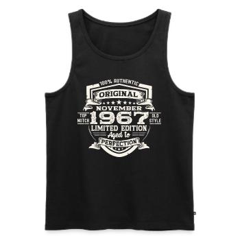 Original November 1967 55th birthday gift - Men's Premium Organic Tank Top - black - Front - AI Model Male 178 light (178cm)