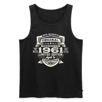 Original November 1961 61st birthday gift - Men's Premium Organic Tank Top - black - Front - Michal (187cm)