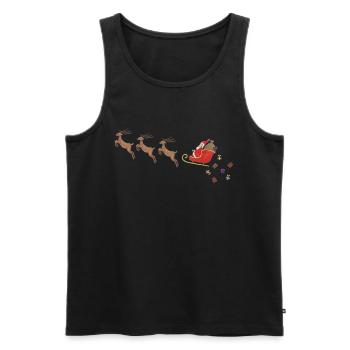 Père Noël traîneau Rudolph Renne Cadeaux - Débardeur bio Premium Homme - noir - Devant - Michal (187cm)