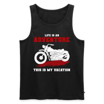 Voyage d’aventure à moto - Débardeur bio Premium Homme - noir - Devant - Michal (187cm)