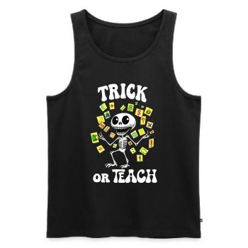 Funny skeleton celebrates Halloween in school - Men's Premium Organic Tank Top - black - Front - Michal (187cm)