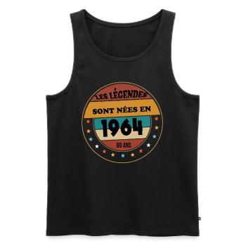 Millésime 1964 Cadeau 60 Ans Homme Anniversaire - Débardeur bio Premium Homme - noir - Devant - Michal (187cm)