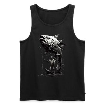 FISCH ANGELN FISCHER ANGLER - Männer Premium Bio Tank Top - Schwarz - Vorne - Michal (187cm)