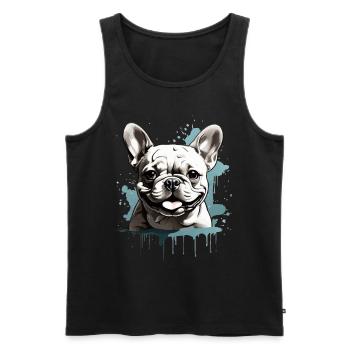 BOULEDOGUE FRANÇAIS - Débardeur bio Premium Homme - noir - Devant - Michal (187cm)