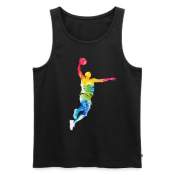 BASKETTEUR COOL BUNT BASKET-BALL - Débardeur bio Premium Homme - noir - Devant - Michal (187cm)