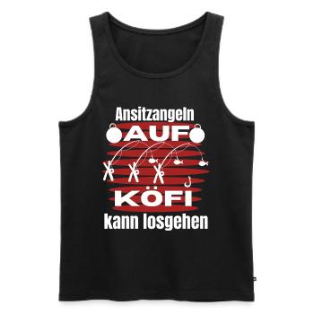 Ansitzangelnauf KöFi - Angler T-Shirt Angeln - Männer Premium Bio Tank Top - Schwarz - Vorne - Michal (187cm)